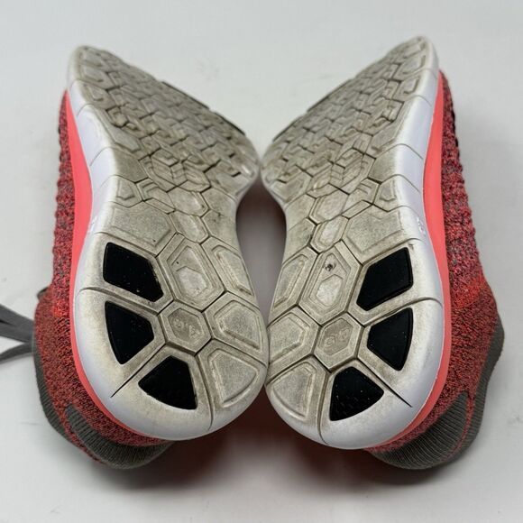 Nike Free 4.0 Flyknit Sneakers Womens 7 Gray Pink Running Shoes Racer Barefoot - Picture 14 of 16